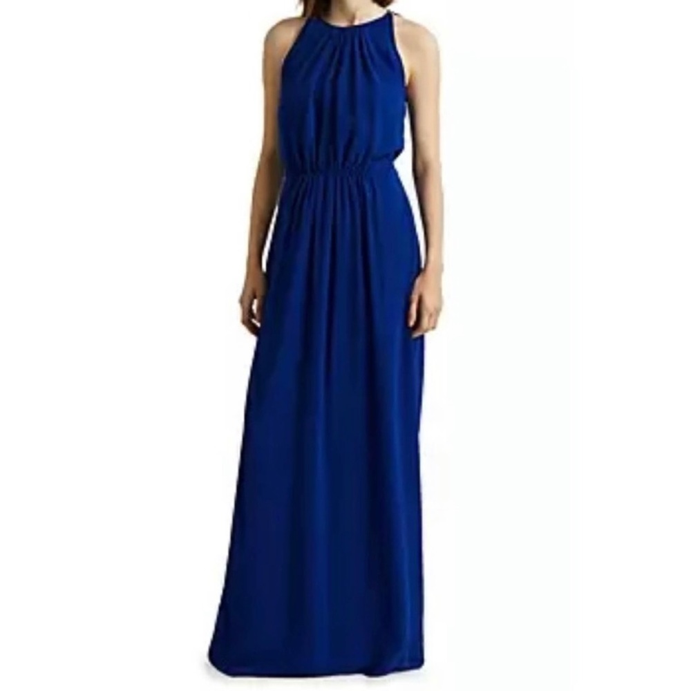 Ralph Lauren Women's Formal Dress Size 6 Blue Embellished Chiffon Long Gown